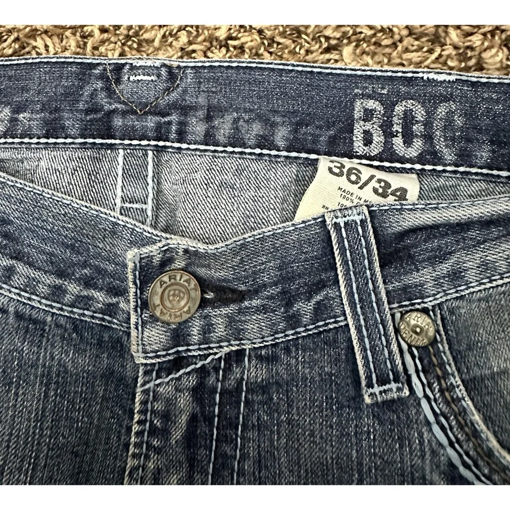 Ariat Jeans Mens Blue Relaxed Bootcut Cotton Denim Size 36X34 - Picture 5 of 5